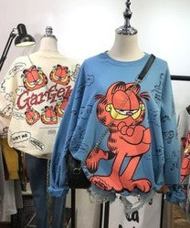 Women's oversized cartoon printed sweatshirts